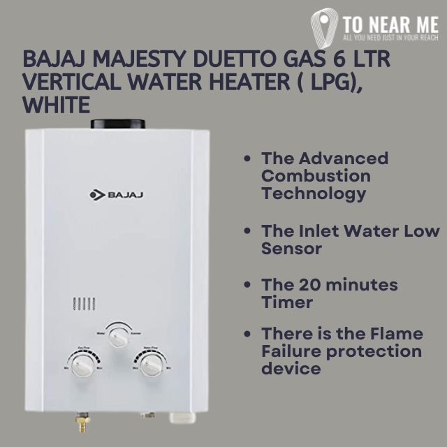 BAJAJ 6 L Storage Water Geyser (Majesty Duetto Gas Water Heater, White)